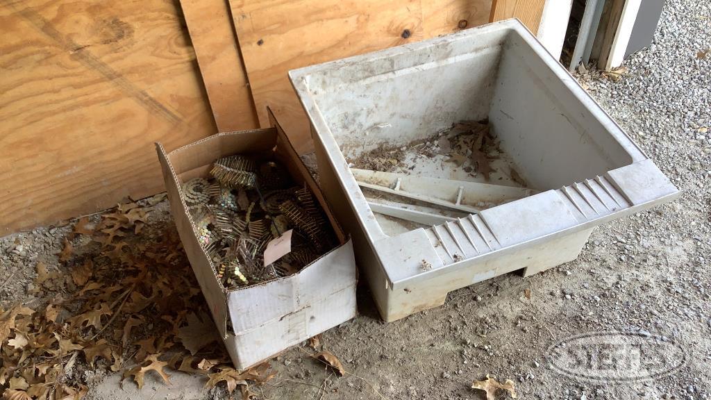 Utility Wash Sink, Box of Roofing Nails 